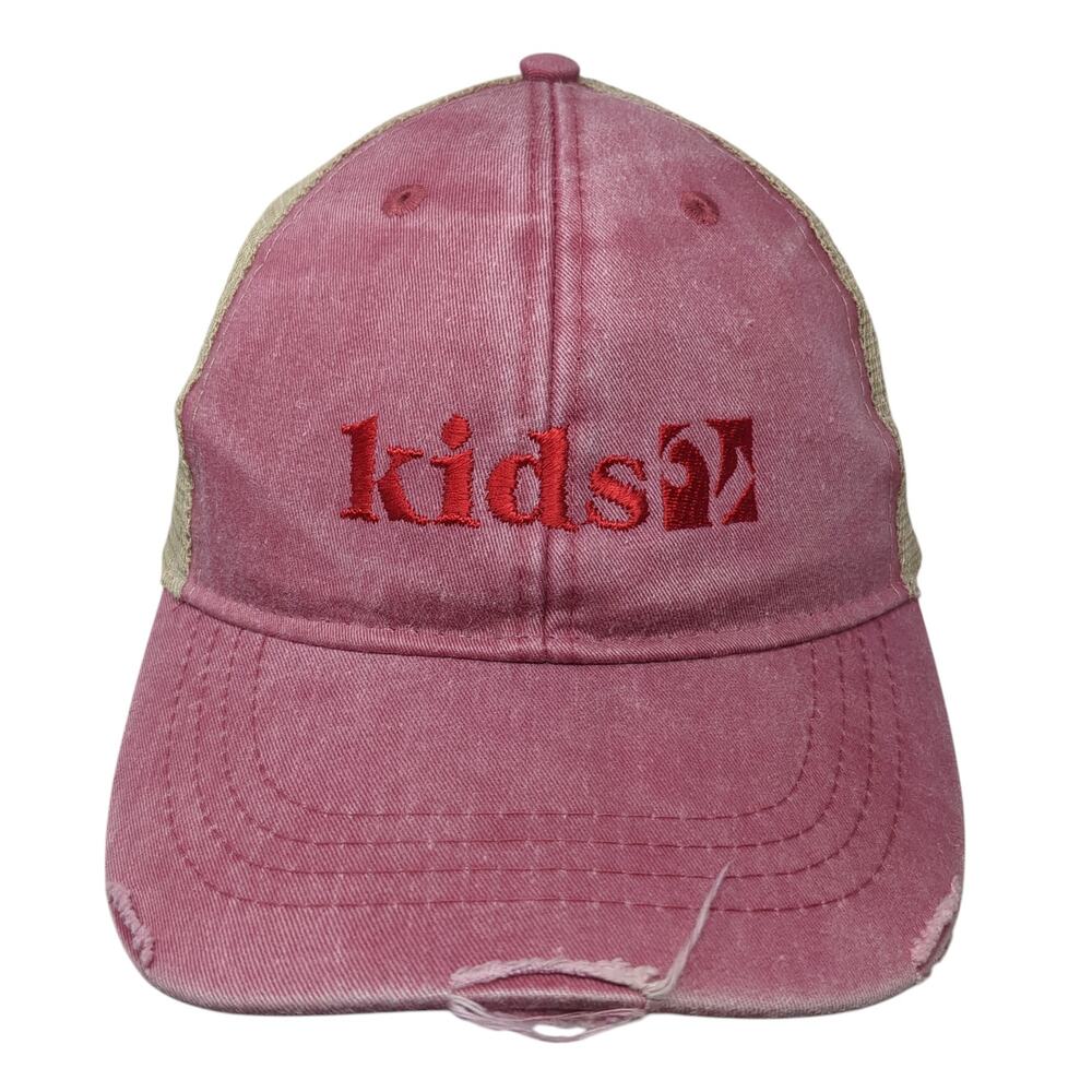 Kids 2 Snapback Trucker Hat Red One Size Mesh Back Colorblock Adams